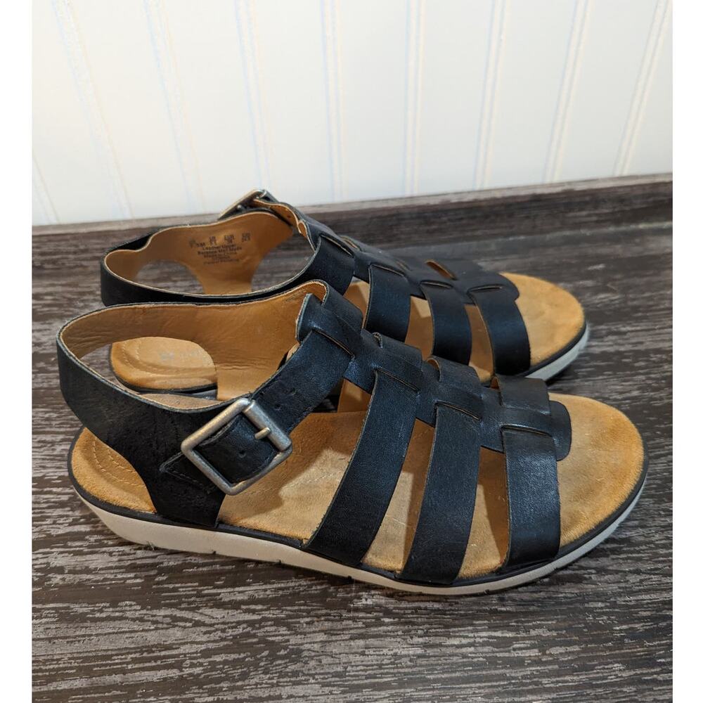 Woman's Naturalizer Black/tan/white strap wedge sandal size 7.5 - Picture 3 of 5